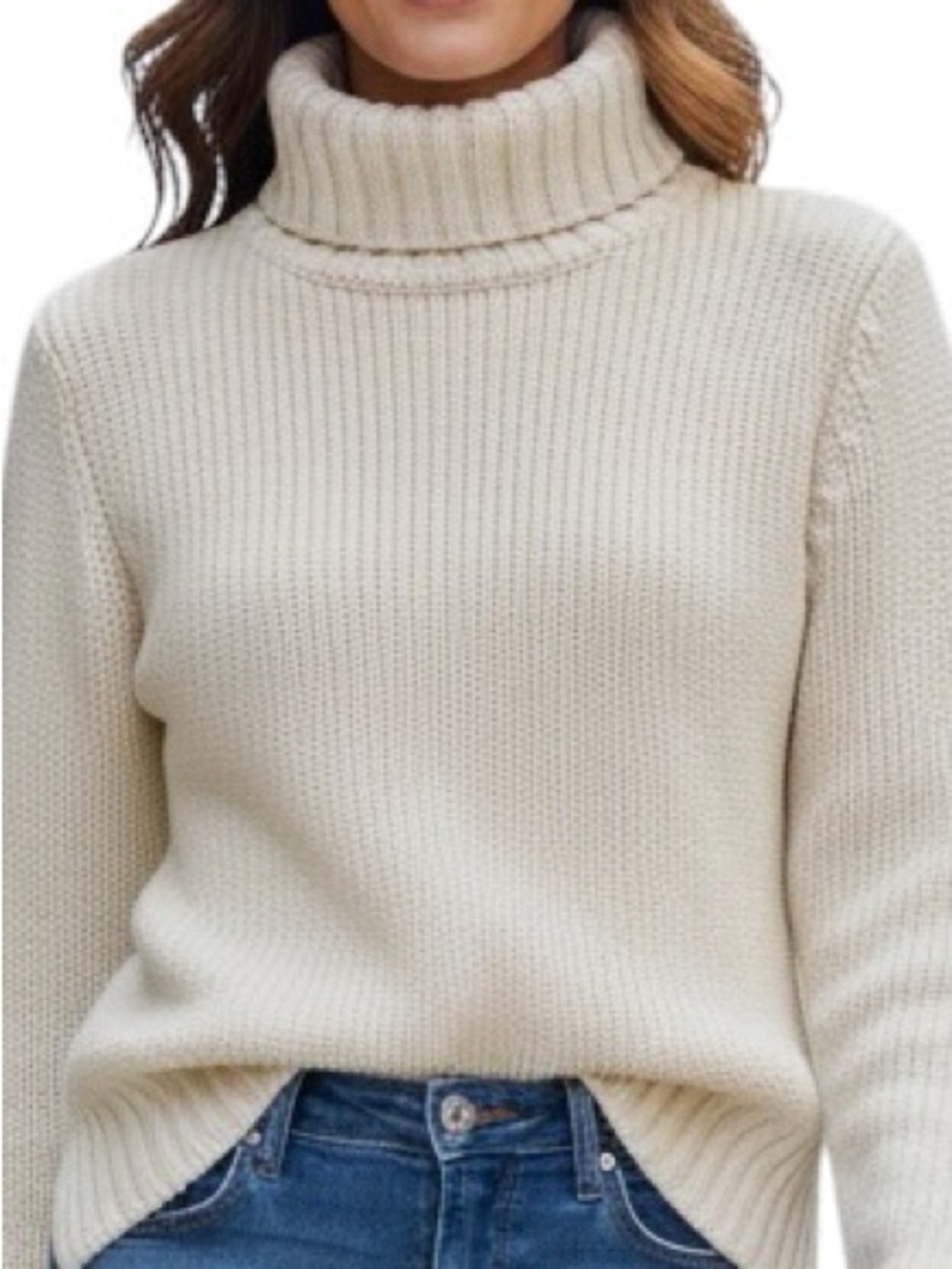 Banana Republic Cream Ribbed Cowl Neck Sweater Size XSMALL Cotton